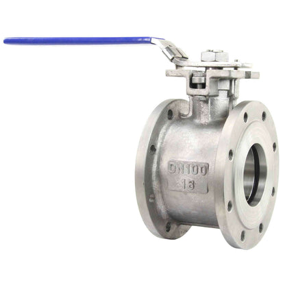 Stainless steel ball valve DNOVA BV3232P-FP-Fb-ISO-H PN16, full port, compact flanged connection Class 150, with ISO 5211 mounting pad and handle