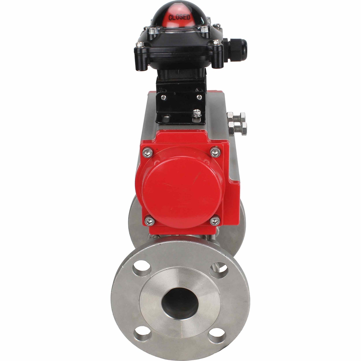Stainless steel ball valve DNOVA ksfpt-304-180-da-apl210n, body material - stainless steel AISI 304, ball material - stainless steel AISI 304, seal - PTFE, pneumatic actuator operated