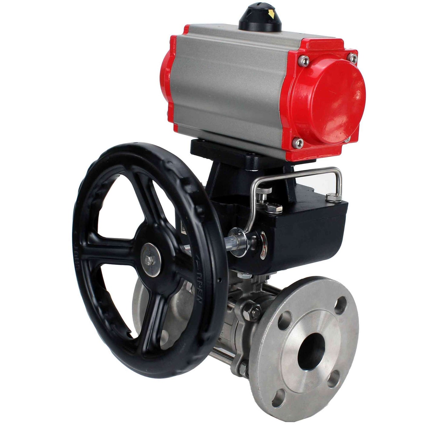 Stainless steel ball valve DNOVA ksfpt-304-180-da-hdm, body material - stainless steel AISI 304, ball material - stainless steel AISI 304, seal - PTFE, pneumatic actuator operated
