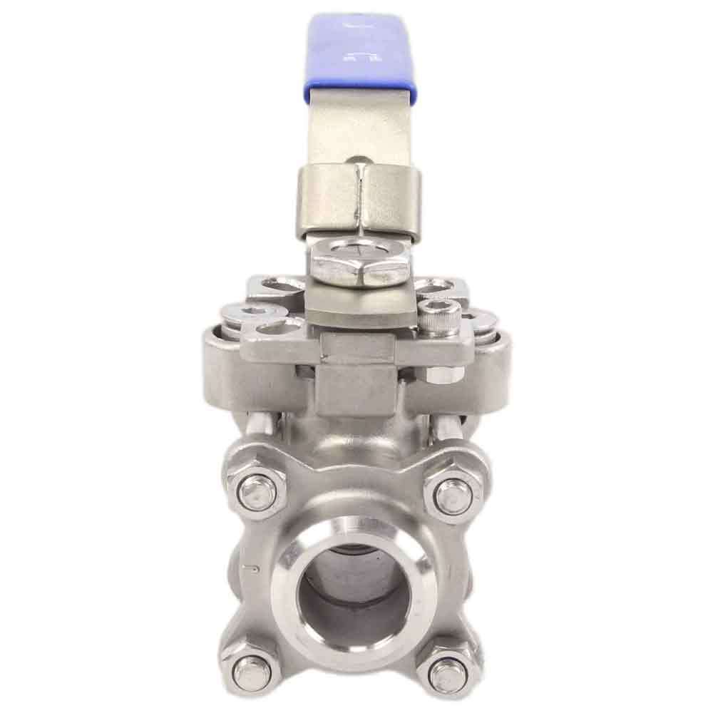 Stainless steel ball valve DNOVA BV3232P(3pc)-FP-W-ISO-H full port, for welding, with ISO 5211 mounting pad and handle