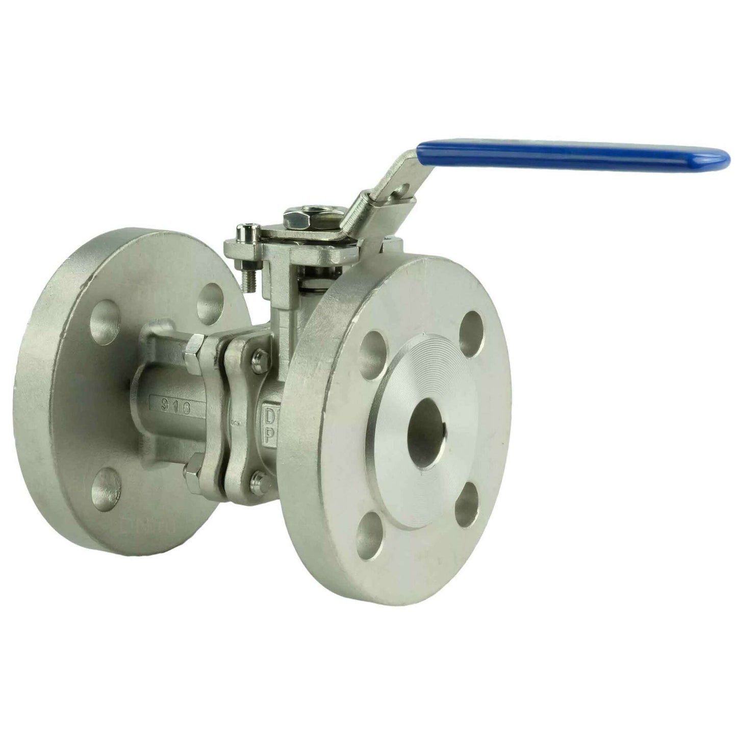 Stainless steel ball valve DNOVA BV3232P(2pc)-FP-F-ISO-H full port, flanged connection Class 150/300, with ISO 5211 mounting pad and handle