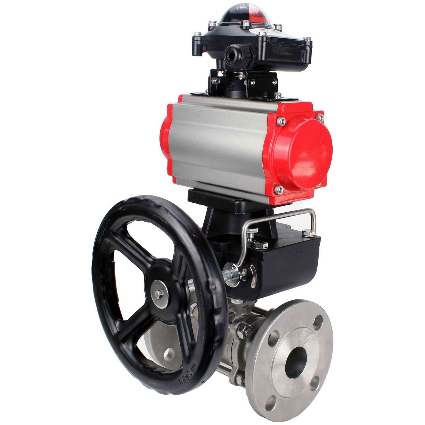Stainless steel ball valve DNOVA ksfpt-304-180-da-4m310-24v-apl210n-hdm, body material - stainless steel AISI 304, ball material - stainless steel AISI 304, seal - PTFE, pneumatic actuator operated