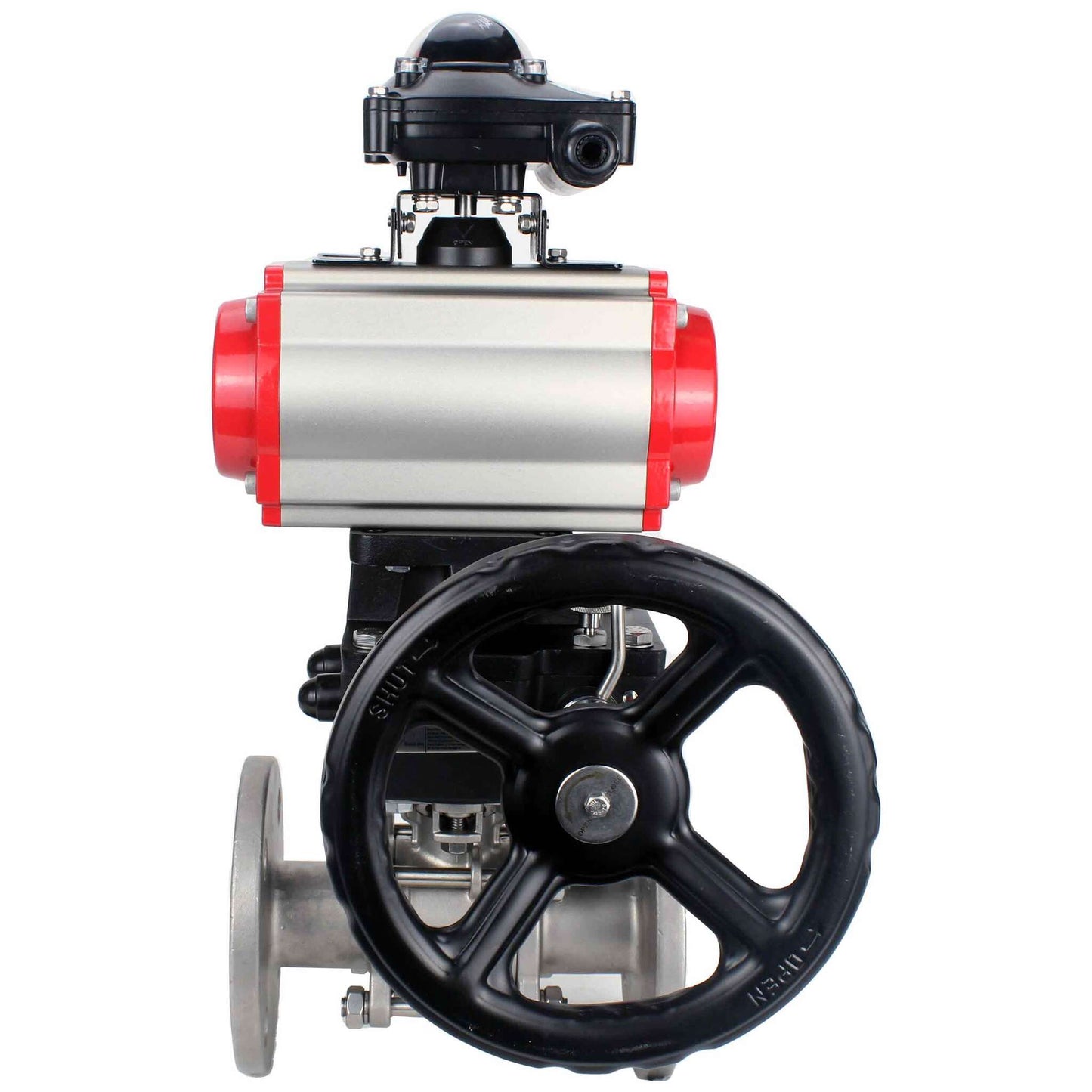 Stainless steel ball valve DNOVA ksfpt-304-180-da-4m310-24v-apl210n-hdm, body material - stainless steel AISI 304, ball material - stainless steel AISI 304, seal - PTFE, pneumatic actuator operated