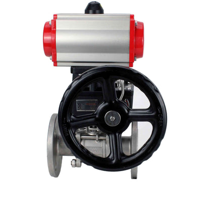 Stainless steel ball valve DNOVA ksfpt-304-180-da-hdm, body material - stainless steel AISI 304, ball material - stainless steel AISI 304, seal - PTFE, pneumatic actuator operated