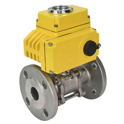 Stainless steel ball valve DNOVA ksfpt-304-180-24v, body material - stainless steel AISI 304, ball material - stainless steel AISI 304, seal - PTFE, electric actuator operated