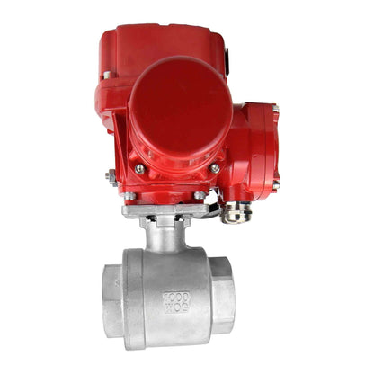 Stainless steel ball valve DNOVA kchmp-DNOVA-ex-380v, body material - stainless steel AISI 316, ball material - stainless steel AISI 316, seal - PTFE, electric actuator operated