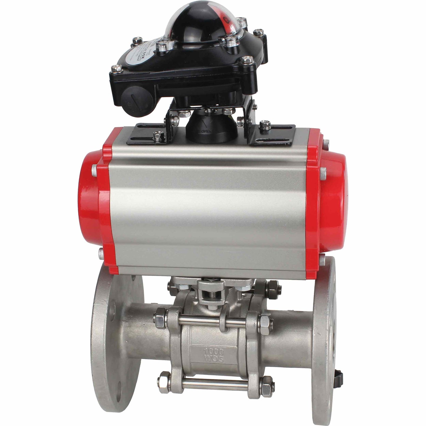 Stainless steel ball valve DNOVA ksfpt-304-180-da-apl210n, body material - stainless steel AISI 304, ball material - stainless steel AISI 304, seal - PTFE, pneumatic actuator operated