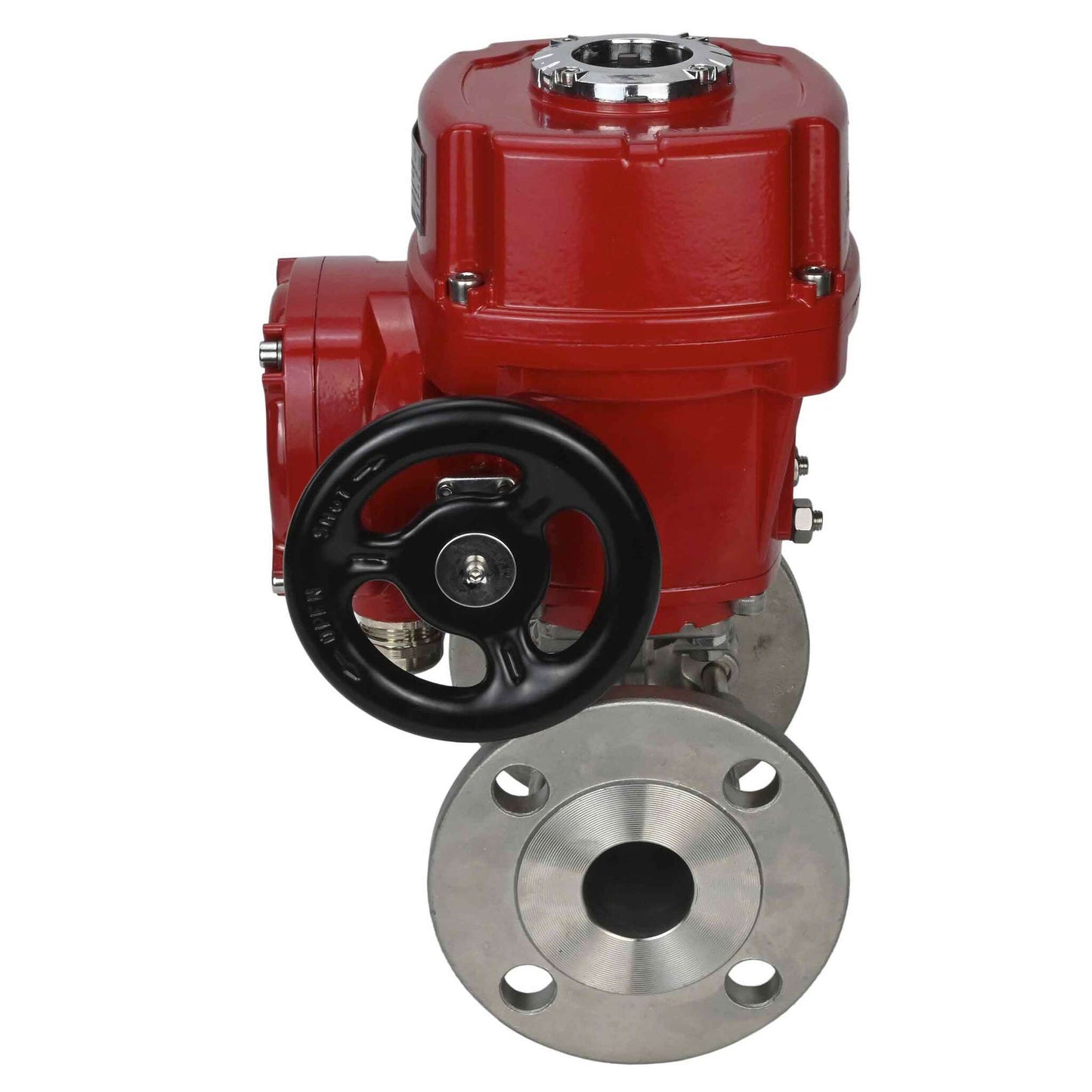 Válvula de bola de acero inoxidable DNOVA BVFPT.316.180 de tres piezas, material del cuerpo: acero inoxidable SS316, junta: PTFE, brida, paso completo, actuador eléctrico de cuarto de vuelta DNOVA QT-W (M) EX 220 V