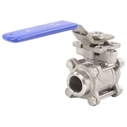 Stainless steel ball valve DNOVA BV3232P(3pc)-FP-W-ISO-H full port, for welding, with ISO 5211 mounting pad and handle