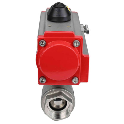 Stainless steel ball valve DNOVA BVMP.316.230-ISO PSI914, body material - stainless steel AISI 316, ball material - stainless steel AISI 316, seal - PTFE, full port, threaded, double-acting pneumatic actuator DNOVA DA