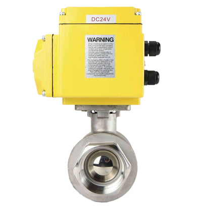 Stainless steel ball valve DNOVA kshmp316-DNOVA-24, body material - stainless steel AISI 316, ball material - stainless steel AISI 316, seal - PTFE, electric actuator operated