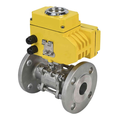 Stainless steel ball valve DNOVA ksfpt-304-180-24v, body material - stainless steel AISI 304, ball material - stainless steel AISI 304, seal - PTFE, electric actuator operated