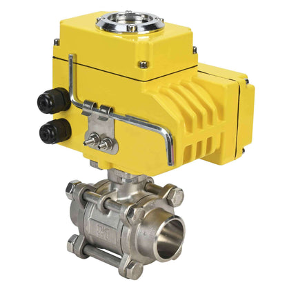 Stainless steel ball valve DNOVA kshpp-316200-DNOVA-380v, body material - stainless steel AISI 316, ball material - stainless steel AISI 316, seal - PTFE, electric actuator operated