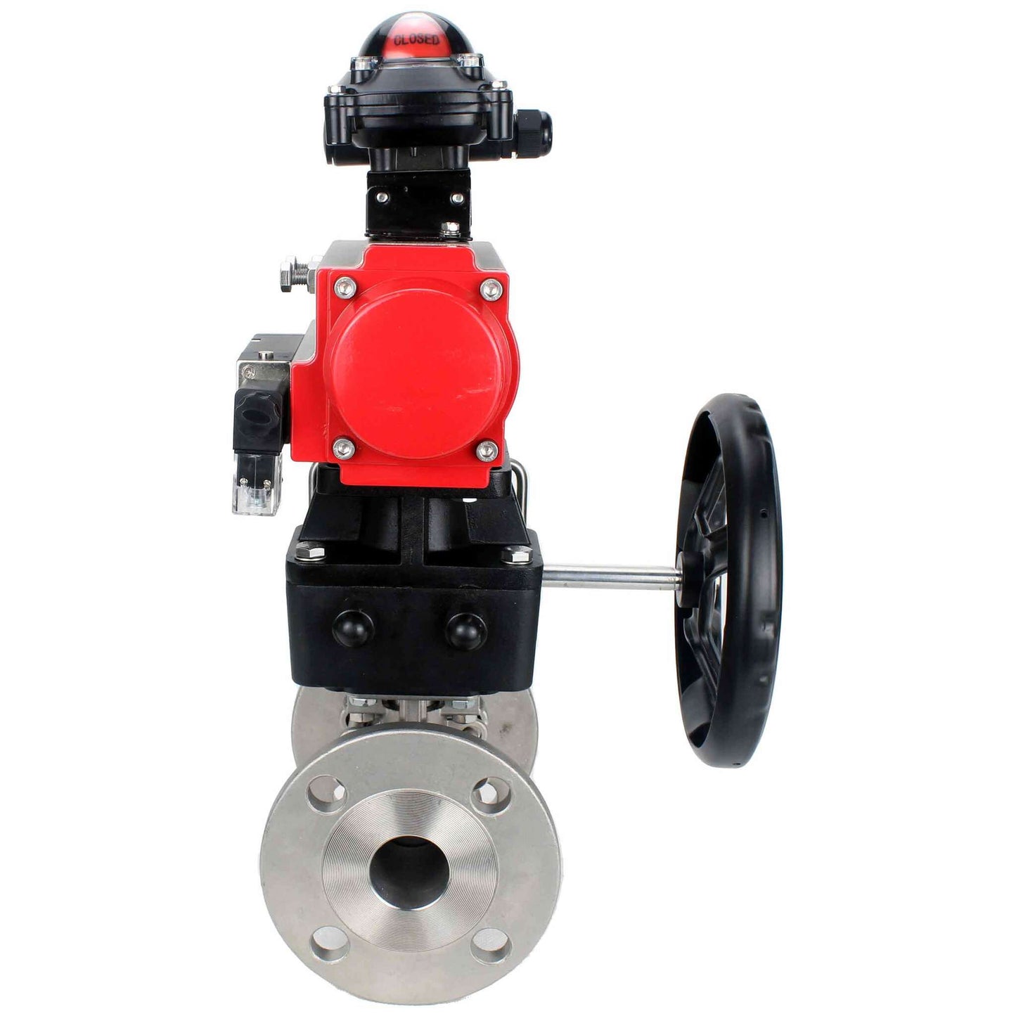 Stainless steel ball valve DNOVA ksfpt-304-180-da-4m310-24v-apl210n-hdm, body material - stainless steel AISI 304, ball material - stainless steel AISI 304, seal - PTFE, pneumatic actuator operated