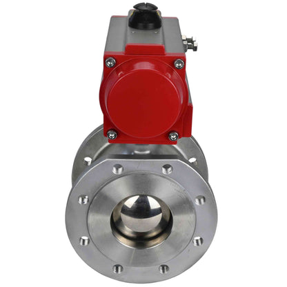 Stainless steel ball valve DNOVA kchmfp-DNOVA-da, body material - stainless steel AISI 316, ball material - stainless steel AISI 316, seal - PTFE, pneumatic actuator operated