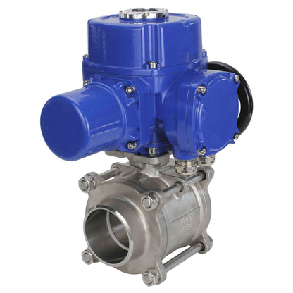 Válvula de bola de acero inoxidable DNOVA BVPP 316.200-ISO PSI914 SS316 paso completo, para soldar, material del cuerpo - acero inoxidable, actuador eléctrico de cuarto de vuelta DNOVA QT-W (M) 220 V