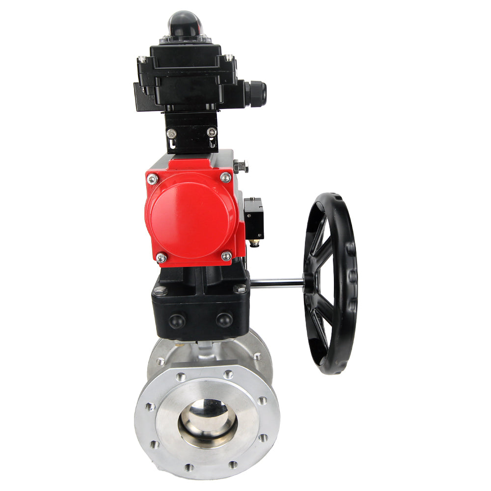 Válvula de bola de acero inoxidable DNOVA BVFP.316, actuador neumático DNOVA DA, reductor HDM, distribuidor neumático 4M310-08 220 V, bloque de final de carrera APL-410N EX