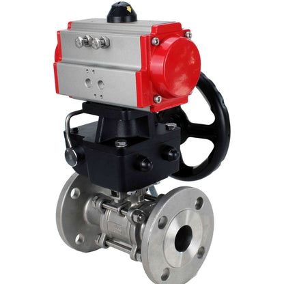 Stainless steel ball valve DNOVA ksfpt-304-180-da-hdm, body material - stainless steel AISI 304, ball material - stainless steel AISI 304, seal - PTFE, pneumatic actuator operated