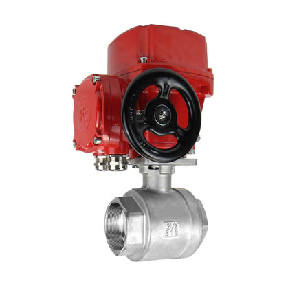 Stainless steel ball valve DNOVA kchmp-DNOVA-ex-24v, body material - stainless steel AISI 316, ball material - stainless steel AISI 316, seal - PTFE, electric actuator operated