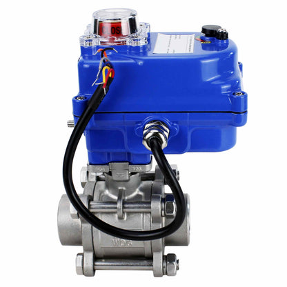 Válvula de bola de acero inoxidable DNOVA BVPP 316.200-ISO PSI914 SS316 paso completo, para soldar, material del cuerpo - acero inoxidable, actuador eléctrico de cuarto de vuelta DNOVA 003 azul 220 V