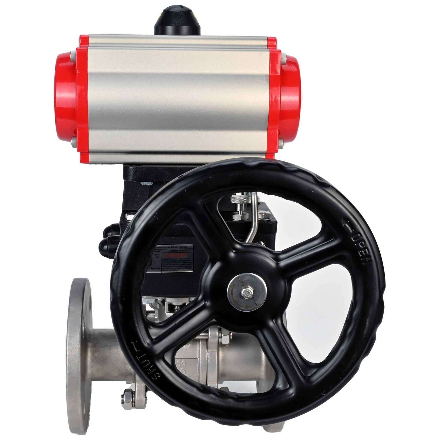 Stainless steel ball valve DNOVA ksfpt-304-180-da-4m310-24v-hdm, body material - stainless steel AISI 304, ball material - stainless steel AISI 304, seal - PTFE, pneumatic actuator operated