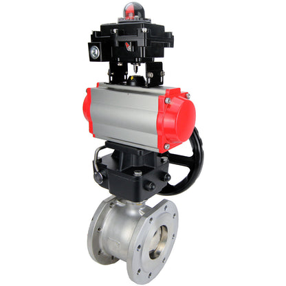 Válvula de bola de acero inoxidable DNOVA BVFP.316, actuador neumático DNOVA DA, reductor HDM, distribuidor neumático 4M310-08 220 V, bloque de final de carrera APL-410N EX