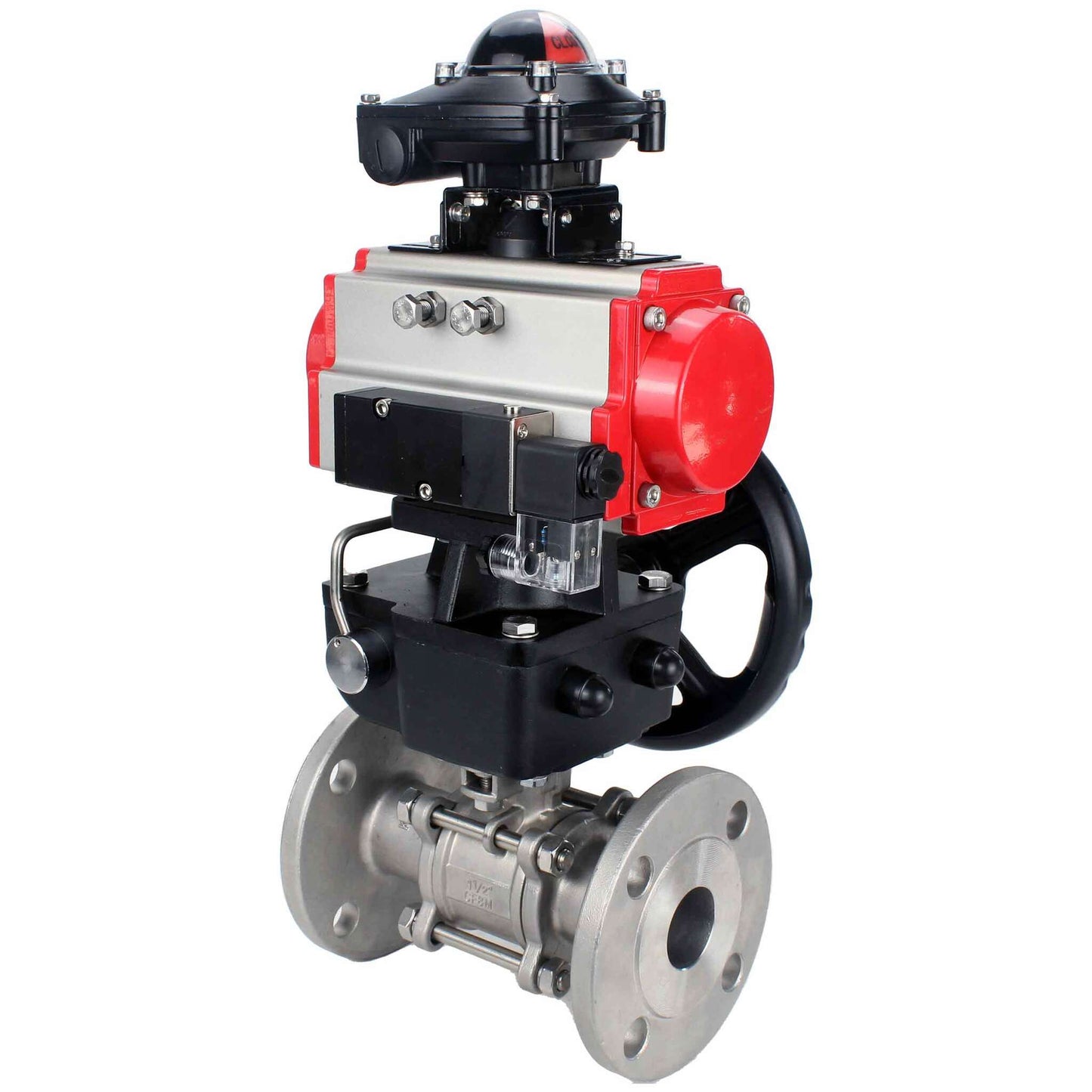 Stainless steel ball valve DNOVA ksfpt-304-180-da-4m310-24v-apl210n-hdm, body material - stainless steel AISI 304, ball material - stainless steel AISI 304, seal - PTFE, pneumatic actuator operated
