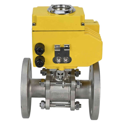 Stainless steel ball valve DNOVA ksfpt-304-180-24v, body material - stainless steel AISI 304, ball material - stainless steel AISI 304, seal - PTFE, electric actuator operated