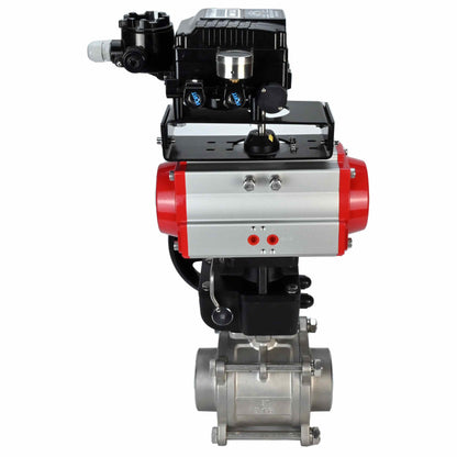 صمام كروي من الفولاذ المقاوم للصدأ DNOVA kshpp-316200-da-yt1000rsi-hdm، مادة الجسم - الفولاذ المقاوم للصدأ AISI 316، مادة الكرة - الفولاذ المقاوم للصدأ AISI 316، الختم - PTFE، مشغل هوائي.