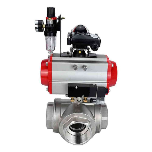 صمام كروي من الفولاذ المقاوم للصدأ DNOVA 3h-l-rpss316200mm-iso-pnevpr-sa-rasp-110/220v-lsu-atu، مادة الجسم - الفولاذ المقاوم للصدأ AISI 316، مادة الكرة - الفولاذ المقاوم للصدأ AISI 316، الختم - PTFE، مشغل هوائي.