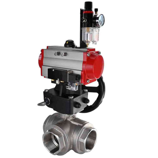 صمام كروي من الفولاذ المقاوم للصدأ DNOVA 3h-l-rpss316200mm-iso-pnevpr-da-rasp-110/220v-hdm-atu، مادة الجسم - الفولاذ المقاوم للصدأ AISI 316، مادة الكرة - الفولاذ المقاوم للصدأ AISI 316، الختم - PTFE، مشغل هوائي.