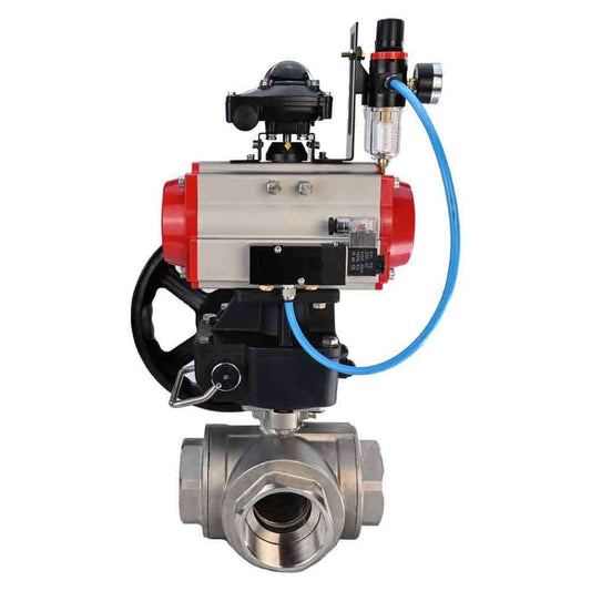 صمام كروي من الفولاذ المقاوم للصدأ DNOVA 3h-l-rpss316200mm-iso-pnevpr-da-rasp-110/220v-lsu-hdm-atu، مادة الجسم - الفولاذ المقاوم للصدأ AISI 316، مادة الكرة - الفولاذ المقاوم للصدأ AISI 316، الختم - PTFE، مشغل هوائي.