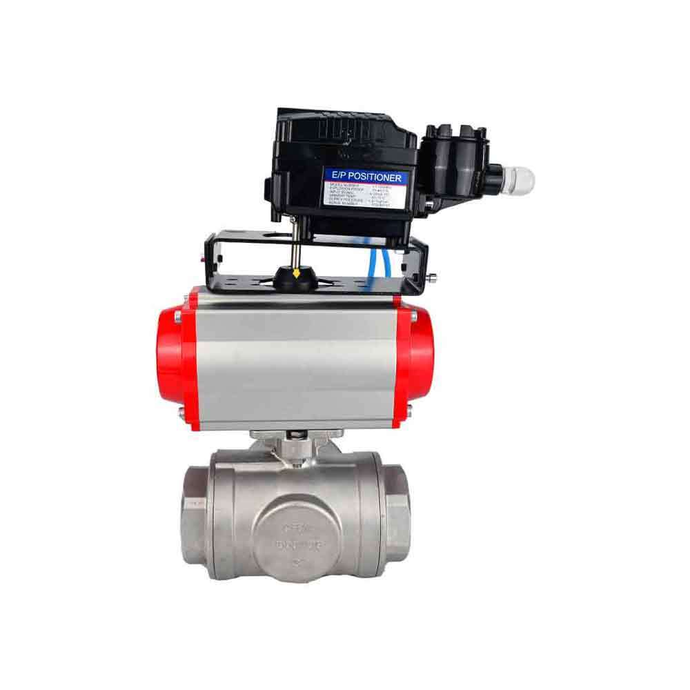 Stainless steel ball valve DNOVA 3h-l-rpss316200mm-iso-pnevpr-sa-epp-soz, body material - stainless steel AISI 316, ball material - stainless steel AISI 316, seal - PTFE, pneumatic actuator operated