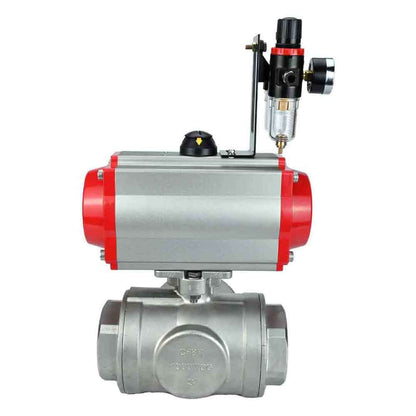 Válvula de bola de acero inoxidable DNOVA 3h-l-rpss316200mm-iso-pnevpr-sa-rasp-110/220v-atu, material del cuerpo: acero inoxidable AISI 316, material de la bola: acero inoxidable AISI 316, junta: PTFE, accionamiento por actuador neumático.