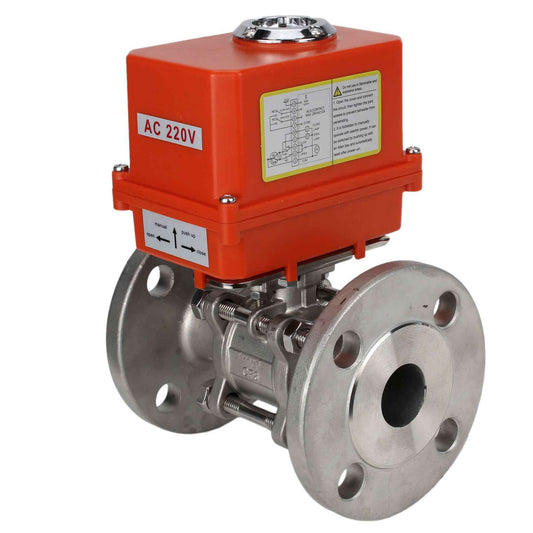 Stainless steel ball valve DNOVA ksfpt-316-180-110/220v, body material - stainless steel AISI 316, ball material - stainless steel AISI 316, seal - PTFE, electric actuator operated