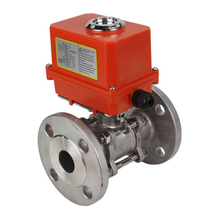 Stainless steel ball valve DNOVA ksfpt-316-180-110/220v, body material - stainless steel AISI 316, ball material - stainless steel AISI 316, seal - PTFE, electric actuator operated
