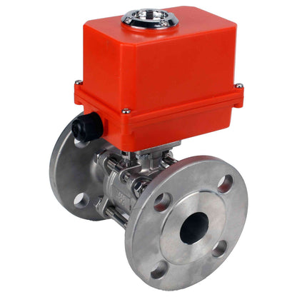 Stainless steel ball valve DNOVA ksfpt-316-180-110/220v, body material - stainless steel AISI 316, ball material - stainless steel AISI 316, seal - PTFE, electric actuator operated