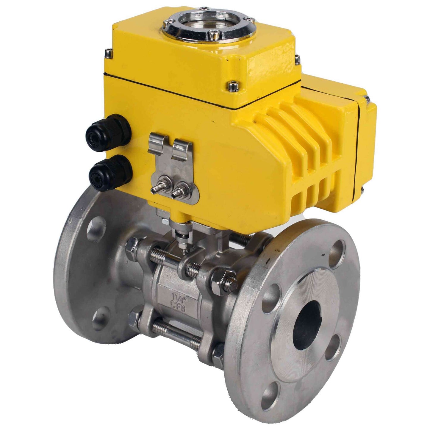 صمام كروي من الفولاذ المقاوم للصدأ DNOVA BVFPT-ISO.316.180 PSI580، ثلاثي الأجزاء، مادة الهيكل: الفولاذ المقاوم للصدأ SS316، الختم: PTFE، ذو شفة، منفذ كامل، مشغل كهربائي DNOVA-003، 220 فولت