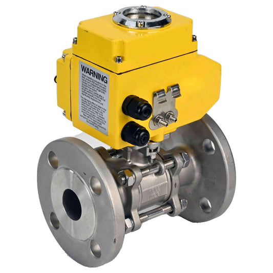 Stainless steel ball valve DNOVA ksfpt-316-180-24v, body material - stainless steel AISI 316, ball material - stainless steel AISI 316, seal - PTFE, electric actuator operated