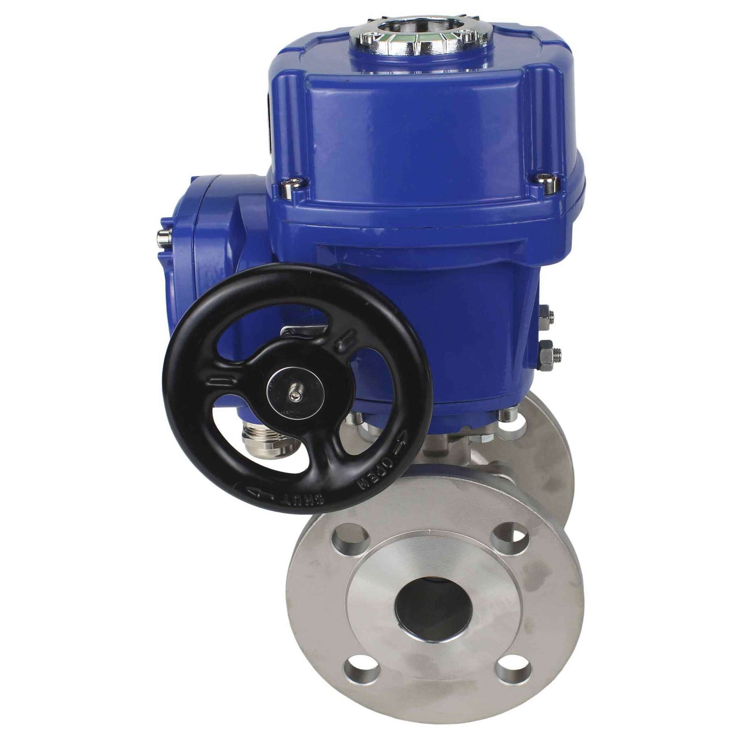 Válvula de bola de acero inoxidable DNOVA BVFP.316.200, material del cuerpo: acero inoxidable AISI 316, paso completo, bridada, con actuador eléctrico de cuarto de vuelta DNOVA QT-W (M) 220V