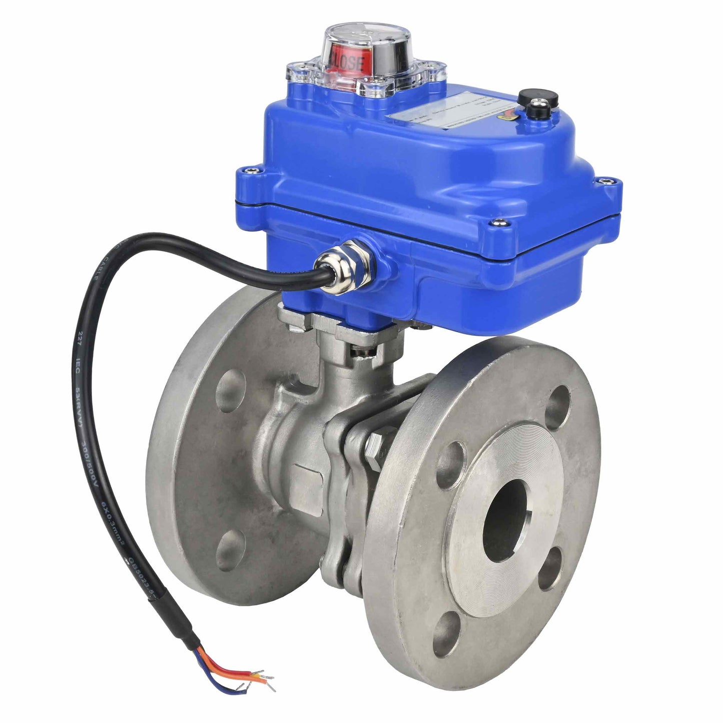 Válvula de bola de acero inoxidable DNOVA kchfp-DNOVA-12v, material del cuerpo: acero inoxidable AISI 316, material de la bola: acero inoxidable AISI 316, junta: PTFE, accionamiento por actuador eléctrico.