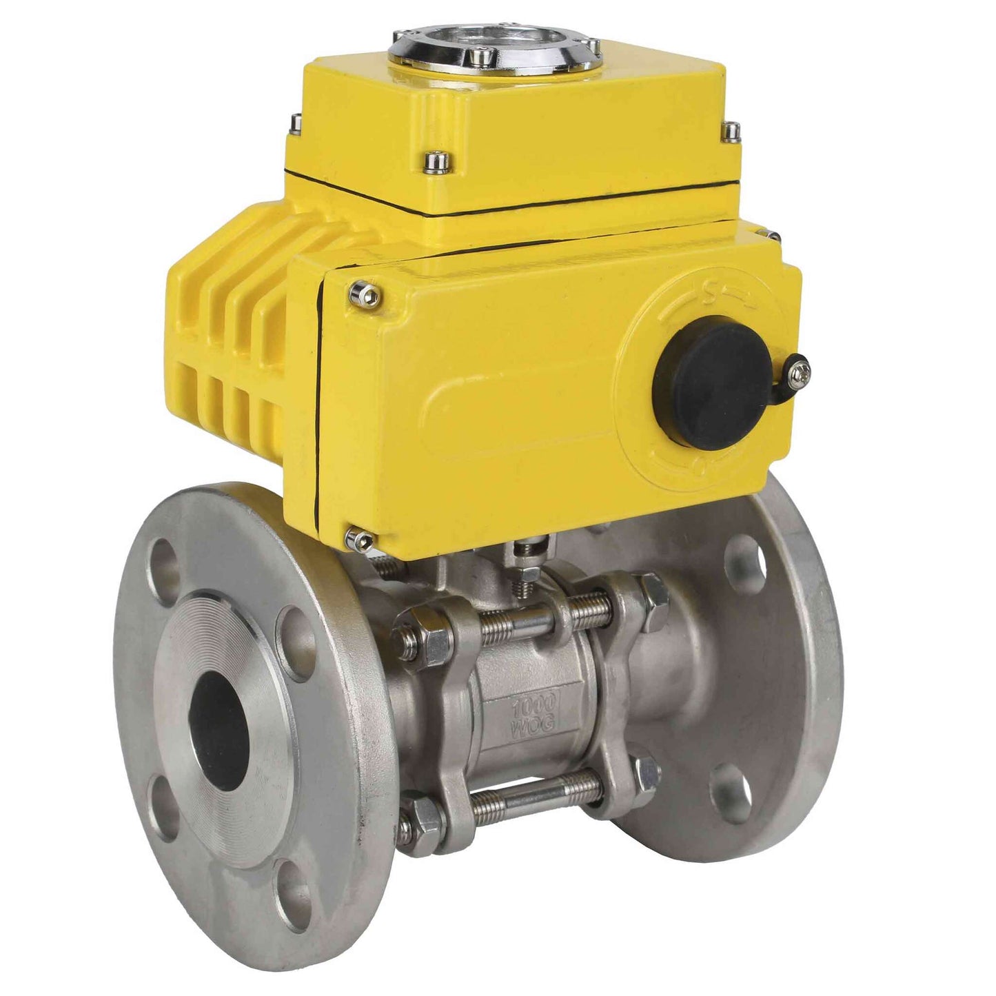 صمام كروي من الفولاذ المقاوم للصدأ DNOVA BVFPT-ISO.316.180 PSI580، ثلاثي الأجزاء، مادة الهيكل: الفولاذ المقاوم للصدأ SS316، الختم: PTFE، ذو شفة، منفذ كامل، مشغل كهربائي DNOVA-003، 220 فولت