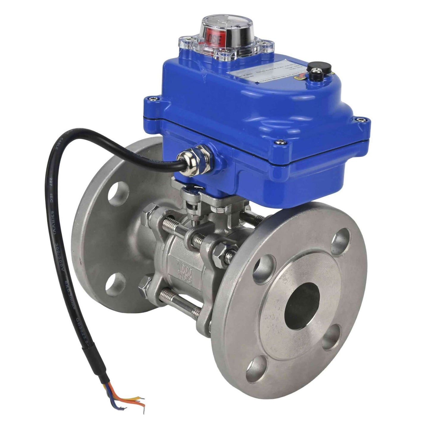 صمام كروي من الفولاذ المقاوم للصدأ DNOVA ksfpt-316-180-12v، مادة الجسم - الفولاذ المقاوم للصدأ AISI 316، مادة الكرة - الفولاذ المقاوم للصدأ AISI 316، الختم - PTFE، مشغل كهربائي.