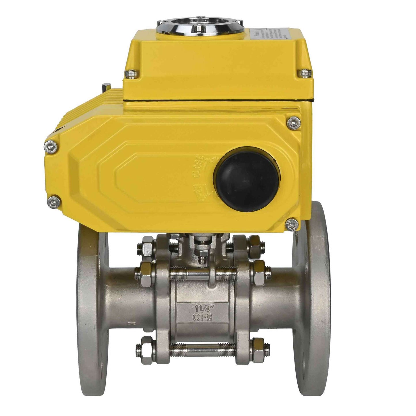 Stainless steel ball valve DNOVA ksfpt-316-180-380v, body material - stainless steel AISI 316, ball material - stainless steel AISI 316, seal - PTFE, electric actuator operated