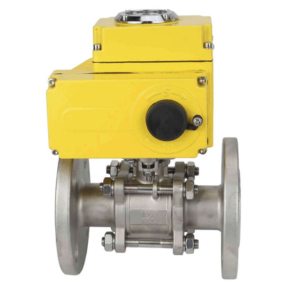 صمام كروي من الفولاذ المقاوم للصدأ DNOVA BVFPT-ISO.316.180 PSI580، ثلاثي الأجزاء، مادة الهيكل: الفولاذ المقاوم للصدأ SS316، الختم: PTFE، ذو شفة، منفذ كامل، مشغل كهربائي DNOVA-003، 220 فولت