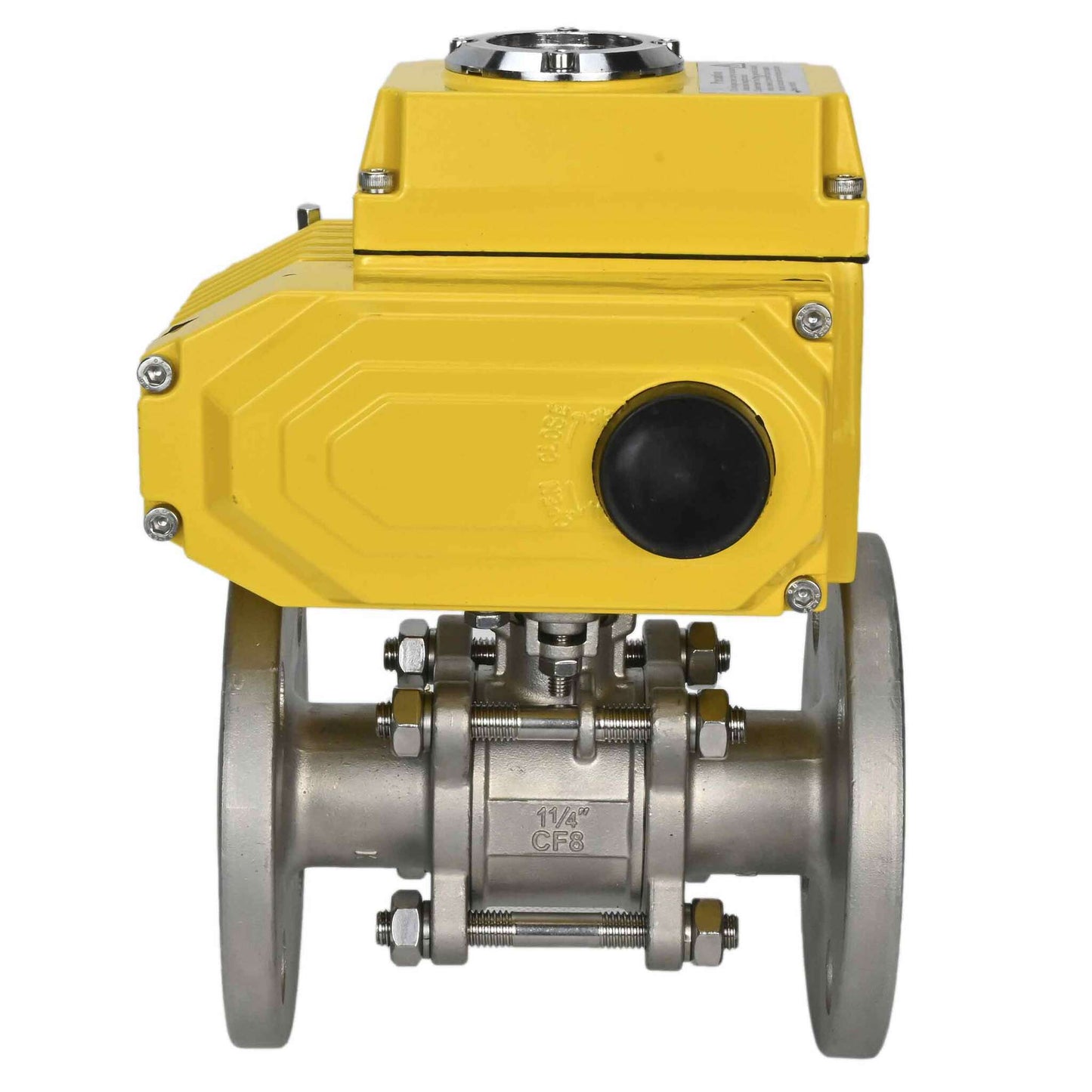 Stainless steel ball valve DNOVA ksfpt-304-180-380v, body material - stainless steel AISI 304, ball material - stainless steel AISI 304, seal - PTFE, electric actuator operated