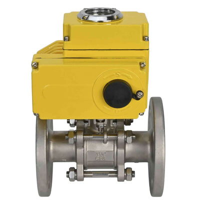 Stainless steel ball valve DNOVA ksfpt-316-180-24v, body material - stainless steel AISI 316, ball material - stainless steel AISI 316, seal - PTFE, electric actuator operated