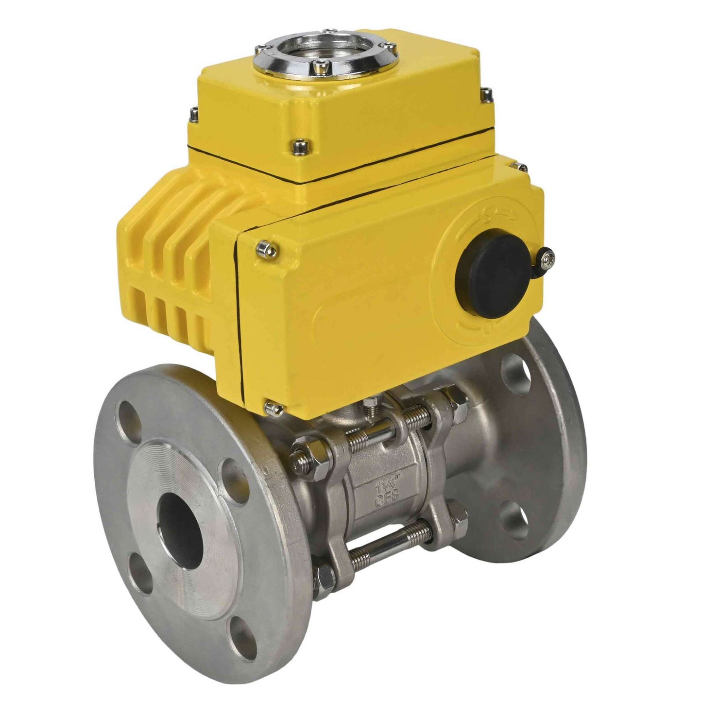 Stainless steel ball valve DNOVA ksfpt-316-180-24v, body material - stainless steel AISI 316, ball material - stainless steel AISI 316, seal - PTFE, electric actuator operated