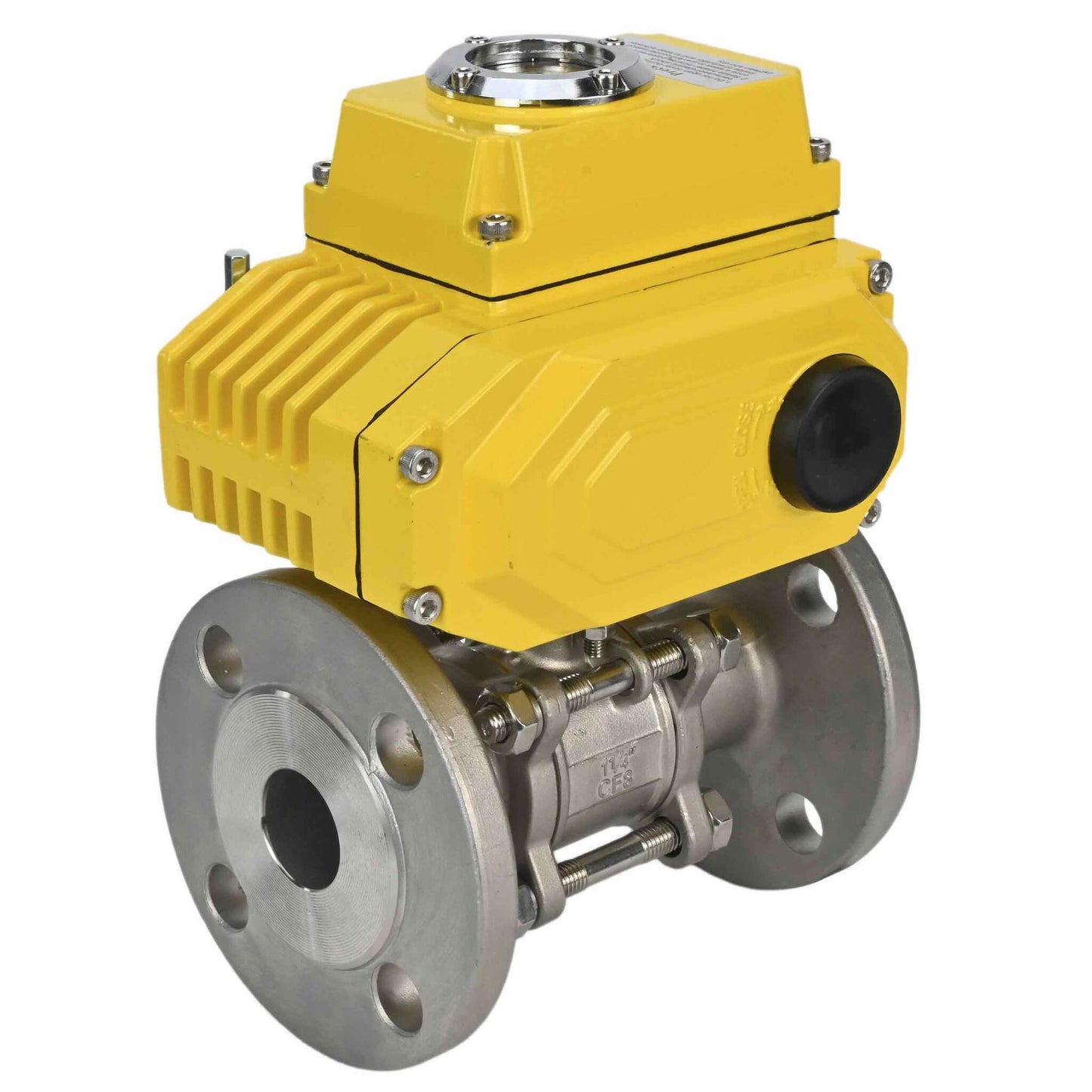 Stainless steel ball valve DNOVA ksfpt-304-180-380v, body material - stainless steel AISI 304, ball material - stainless steel AISI 304, seal - PTFE, electric actuator operated