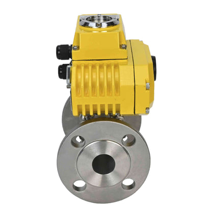 Stainless steel ball valve DNOVA ksfpt-304-180-380v, body material - stainless steel AISI 304, ball material - stainless steel AISI 304, seal - PTFE, electric actuator operated